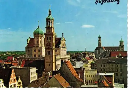 Ansichtskarte Augsburg - Perlachturm, Rathaus - gelaufen 1979