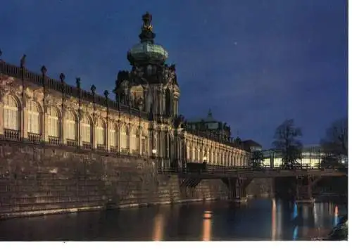 Ansichtskarte Dresden - Kronentor des Zwingers bei Nacht - nicht gelaufen 
