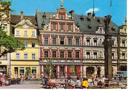 Ansichtskarte Erfurt / Thüringen - Fischmarkt mit Roland - Haus zum Breiten Herd und Gildehaus - nicht gelaufen