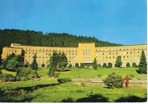 Ansichtskarte Erlabrunn (Kr. Schwarzenberg) - Bergarbeiterkrankenhaus "Dr. Georg Benjamin" - gelaufen 1989