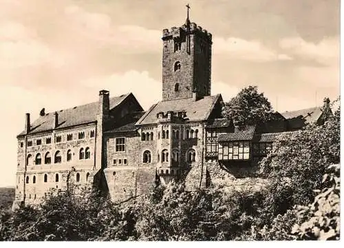 Ansichtskarte Eisenach / Thüringen - Die Wartburg - Blick auf die Burg von Osten her - gelaufen 1965