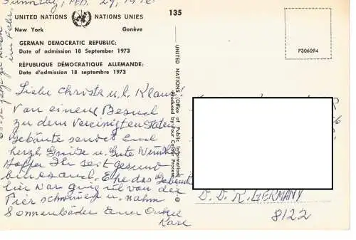 Ansichtskarte United Nations - DDR - German Democratic Republic - gelaufen 1976