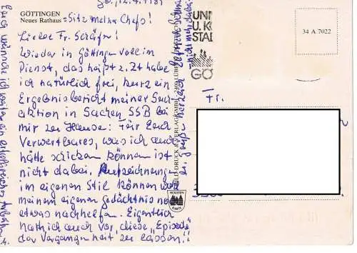 Ansichtskarte Göttingen - Neues Rathaus - gelaufen