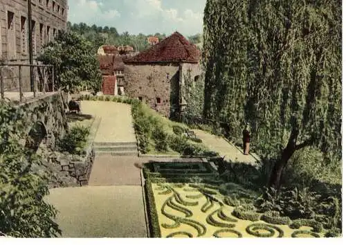 Ansichtskarte Görlitz - Parkanlagen im Zwinger mit Hotherturm - gelaufen