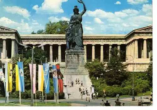 Ansichtskarte München - Bavaria mit Ruhmeshalle - gelaufen 1974