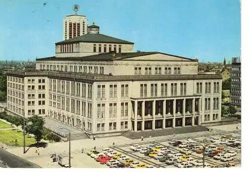 Ansichtskarte Messestadt Leipzig - Opernhaus am Karl-Marx-Platz - gelaufen 1988