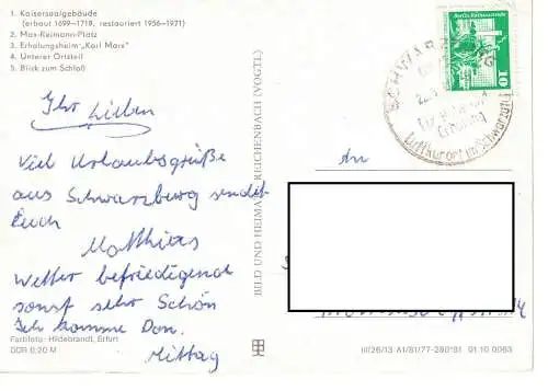 Ansichtskarte Schwarzburg - Thür. Wald - gelaufen 1977