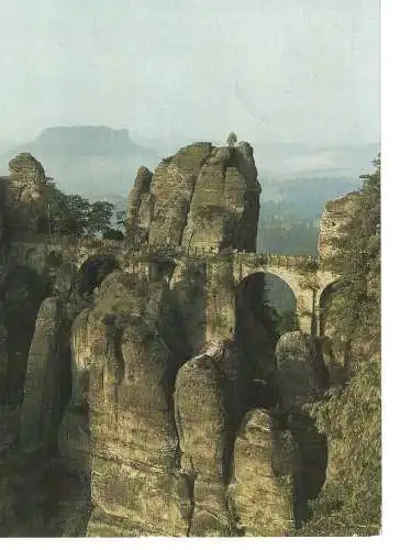 Ansichtskarte Basteibrücke - Sächsische Schweiz - gelaufen 1989