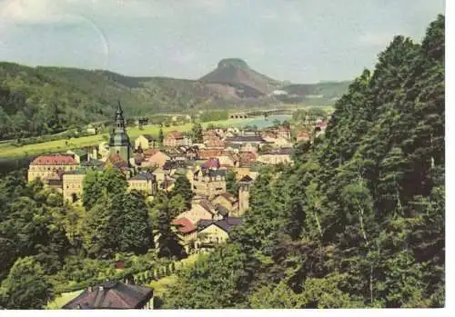 Ansichtskarte Sächsische Schweiz - Blick auf Bad Schandau und Lilienstein - gelaufen 