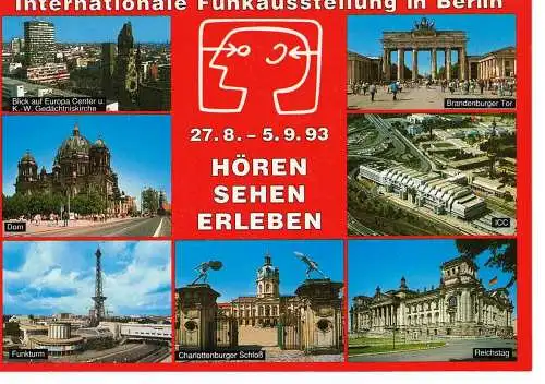 Ansichtskarte Berlin - Internationale Funkausstellung in Berlin - 27.08. - 05.09.1993 - Hören sehen erleben - nicht gelaufen