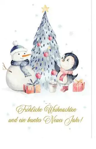 Weihnachtsklappkarte - Frohe Weihnachten und ein buntes Neues Jahr! - beschrieben