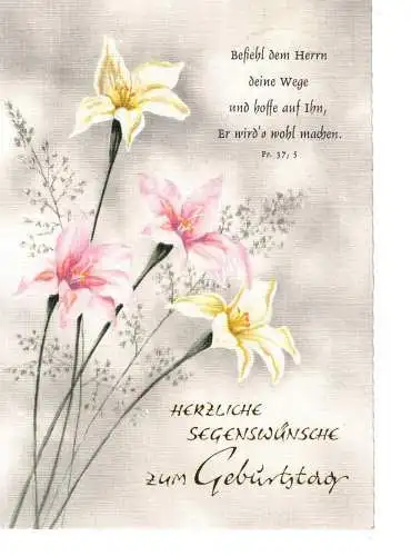 Geburtstagskarte -  Herzliche Segenswünsche zum Geburtstag  - gelaufen 1972