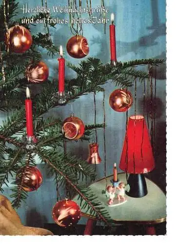 Weihnachtskarte - Herzliche Weihnachtsgrüße und ein frohes neues Jahr - gelaufen 1970er