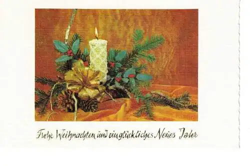 Weihnachtskarte - Frohe Weihnachten und ein glückliches Neues Jahr - beschrieben