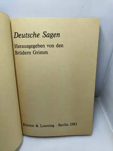 Buch, Brüder Grimm, Deutsche Sagen, Rütten & Loening DDR Erstausgabe 1983