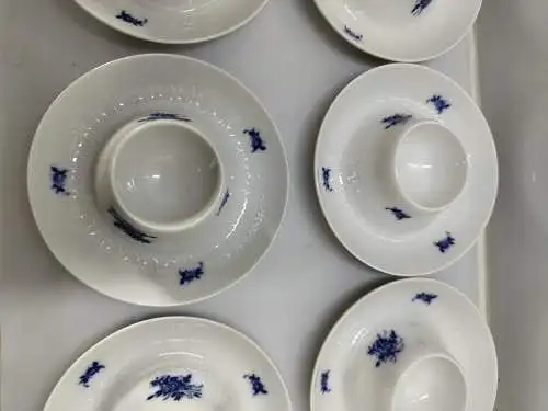 Rosenthal Romanze 6 Eierbecher mit Schalenablage blau