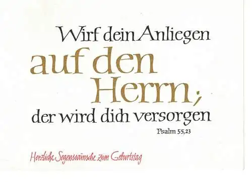 Geburtstagskarte -  Herzliche Segenswünsche zum Geburtstag  - gelaufen