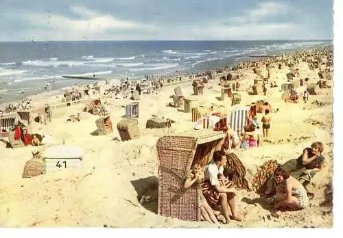 Ansichtskarte Nordseebad Norderney - Am Badestrand - gelaufen 1953 oder 1958