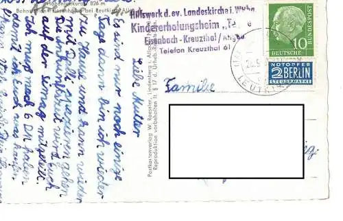 Ansichtskarte Kreuzthal-Eisenbach im Allgäu - gelaufen 