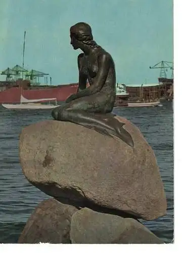 Ansichtskarte Copenhagen - Denmark - The little Mermaid at the "Langelinie" - gelaufen 1960