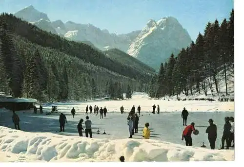 Ansichtskarte Garmisch-Partenkirchen - Riessersee mit Zugspitzgruppe - gelaufen 1973