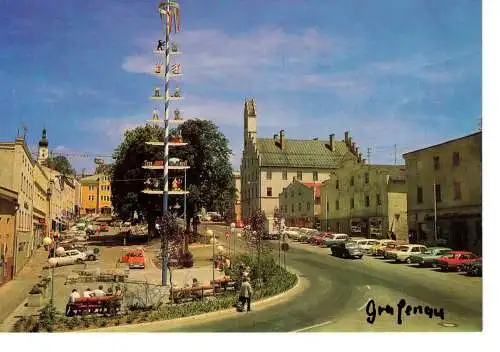 Ansichtskarte Luftkurort Grafenau - Am Nationalpark Bayerischer Wald - Stadtplatz - gelaufen 1976