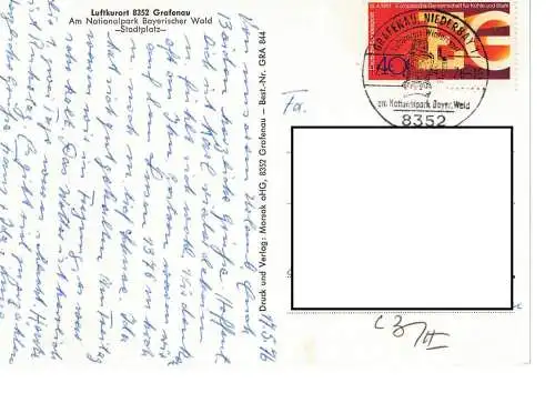 Ansichtskarte Luftkurort Grafenau - Am Nationalpark Bayerischer Wald - Stadtplatz - gelaufen 1976