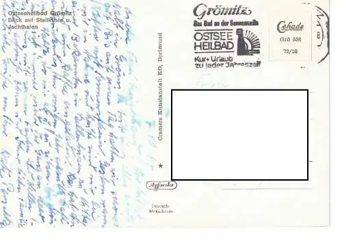 Ansichtskarte Ostseeheilbad Grömitz - Blick auf Steilküste u. Jachthafen - gelaufen 1974
