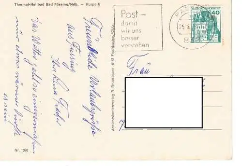 Ansichtskarte - Thermalbad Bad Füssing / Ndb. - Kurpark - gelaufen 1978