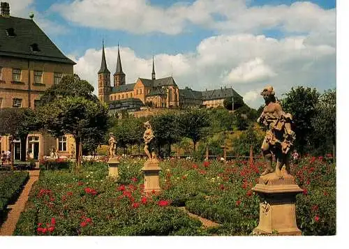 Ansichtskarte Bamberg / Ofr. - Rosengarten mit Michaelskirche - nicht gelaufen