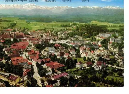 Ansichtskarte - Bad Wörishofen (Allgäu) - Kneippheilbad - Blick zu den Alpen - gelaufen 1977