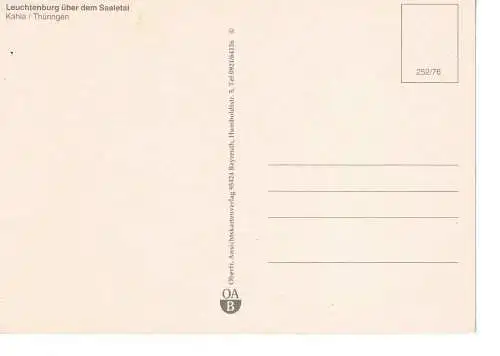 Ansichtskarte Kahla / Thüringen - Die Leuchtenburg über dem Saaletal - nicht gelaufen  