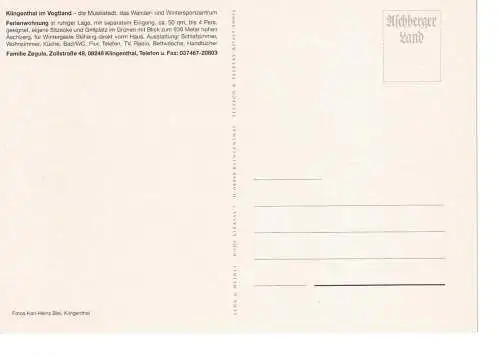 Ansichtskarte Ferienwohnung Fam. Zegula Klingenthal am Aschberg- nicht gelaufen 