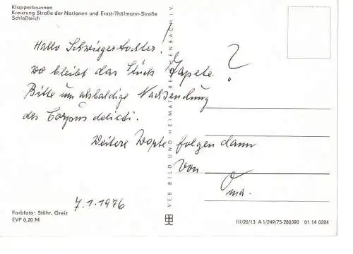 Ansichtskarte Karl Marx Stadt - Chemnitz - beschrieben 1976