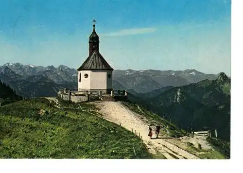 Ansichtskarte Wallbergkapelle am Tegernsee und Blick auf die Bayerischen und Tiroler Alpen - gelaufen 1983