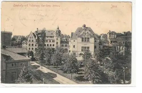 Ansichtskarte Jena - Lesehalle und Volkshaus (Carl Zeiss - Stiftung) - gelaufen 1906