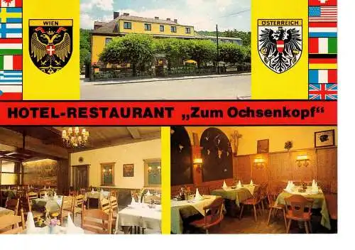 Ansichtskarte Wien - Hotel-Restaurant "Zum Ochsenkopf" - mit Anfahrtsbeschreibung auf der Rückseite