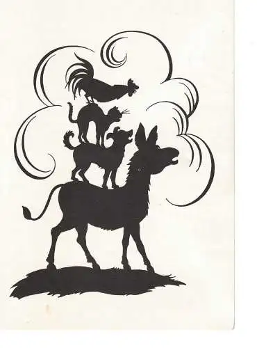 Ansichtskarte - Die Bremer Stadtmusikanten - gelaufen 1986