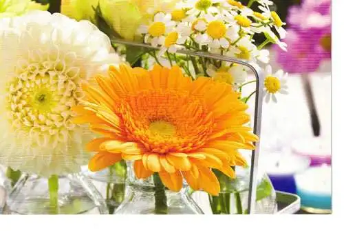 Ansichtsklappkarte Blumen - beschrieben