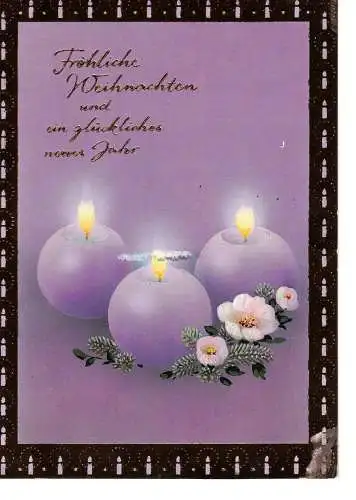 Weihnachtskarte - Fröhliche  Weihnachten und ein glückliches neues Jahr - gelaufen 1992