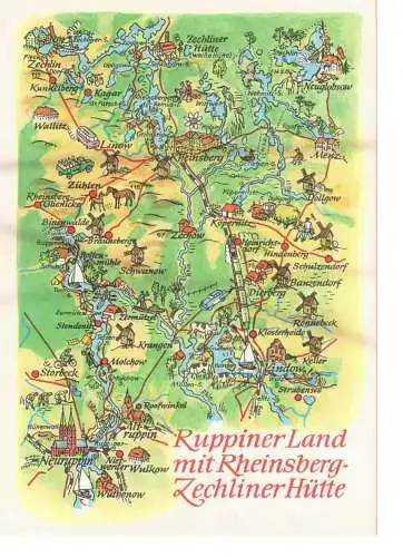 Ansichtskarte Ruppiner Land mit Rheinsberg-Zechliner Hütte - nicht gelaufen 