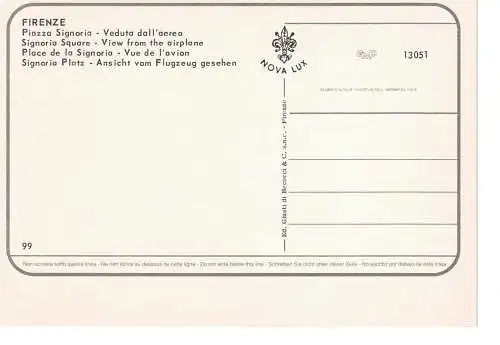 Ansichtskarte Firenze - Florenz - Signoria Platz - Ansicht vom Flugzeug gesehen - nicht gelaufen