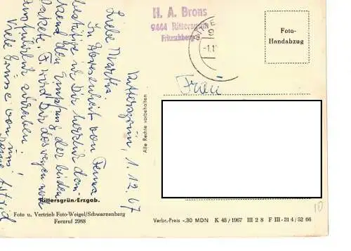 Ansichtskarte Rittersgrün / Erzgebirge - gelaufen 1967