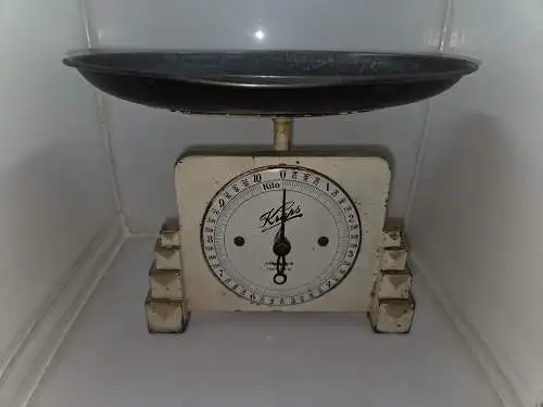 Antike Krups Skala, Emaille Küchenwaage, Krups Fabrik-Marke, Europäische Enamelware, Bauernhaus Dekor, Art Deco, deutschen Haushalt Skala 