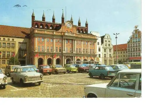 Ansichtskarte Rostock - Rathaus - gelaufen 