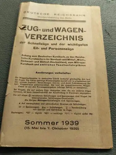Zug- und Wagen-Verzeichnis der Schnellzüge und der wichtigsten Eil- und Personen