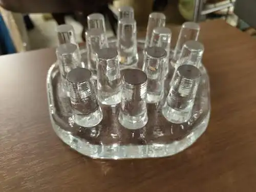 Georgshütte Stövchen, Blockglas Teelicht, Made in Germany Glaskunst 70er Jahre 