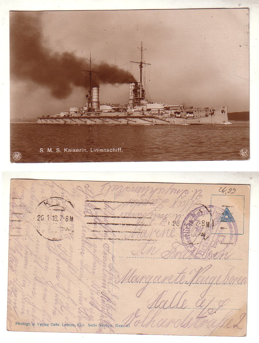 26524 Unterseeboot Abteilung Ak S.M.S. Linienschiff Kaiserin 1918 Nr