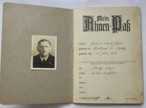 Mon passeport ancêtre Görlitz 1938 Reimer Nachf. Kuhn RNK Verlag Berlin (153001)