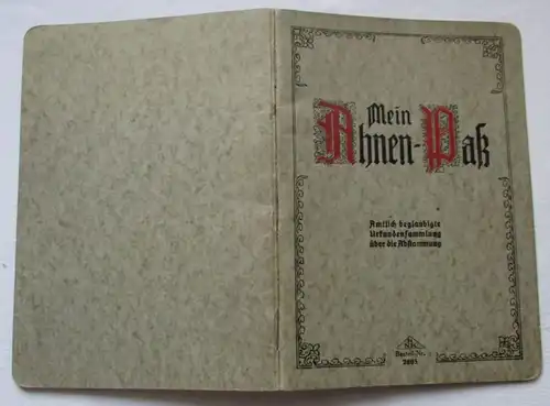 Mein Ahnen-Paß Rabenau 1941 Reimer Nachf. Kuhn RNK Verlag Berlin (135360)